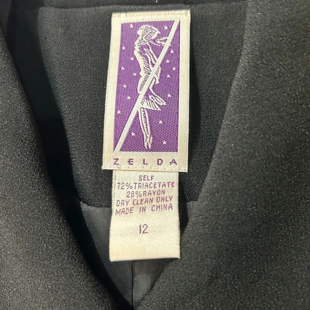 Zelda‎ Coat Vintage 90s Longline 12 Black Minimalist Dark Academia Evening